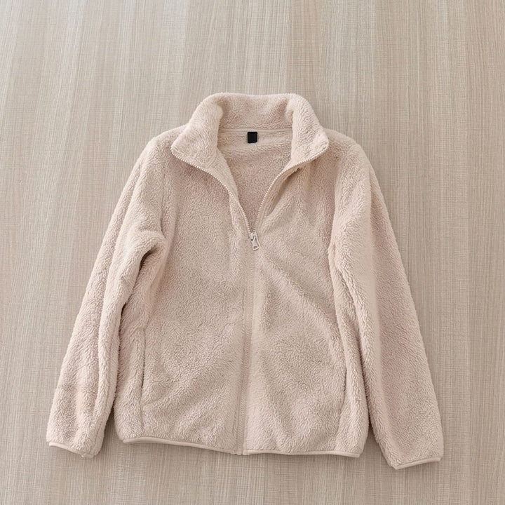 Women's Cozy High-Collar Full-Zip Teddy Fleece Jacket
