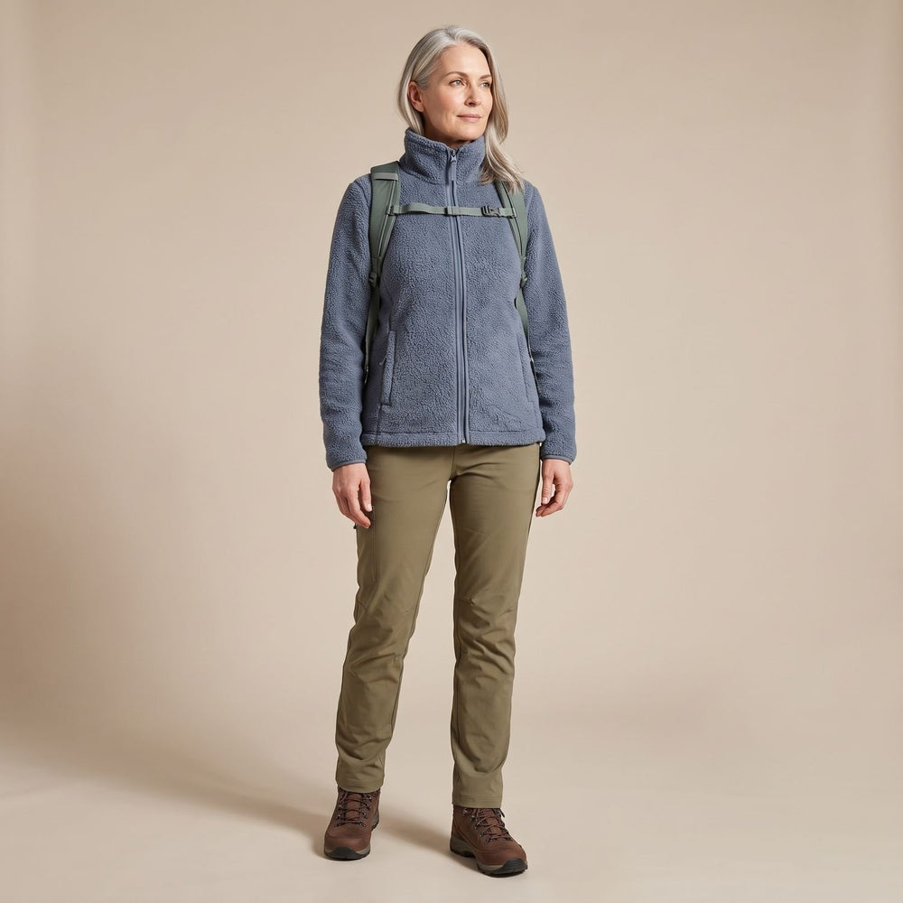 Women's Cozy High-Collar Full-Zip Teddy Fleece Jacket