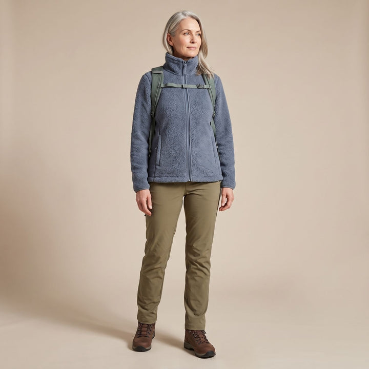 Women's Cozy High-Collar Full-Zip Teddy Fleece Jacket