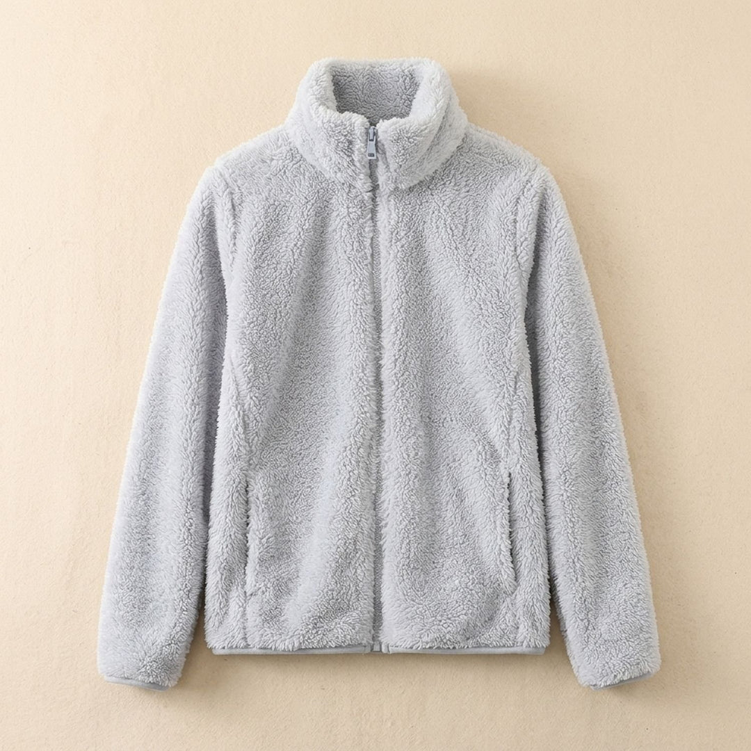 Women's Cozy High-Collar Full-Zip Teddy Fleece Jacket