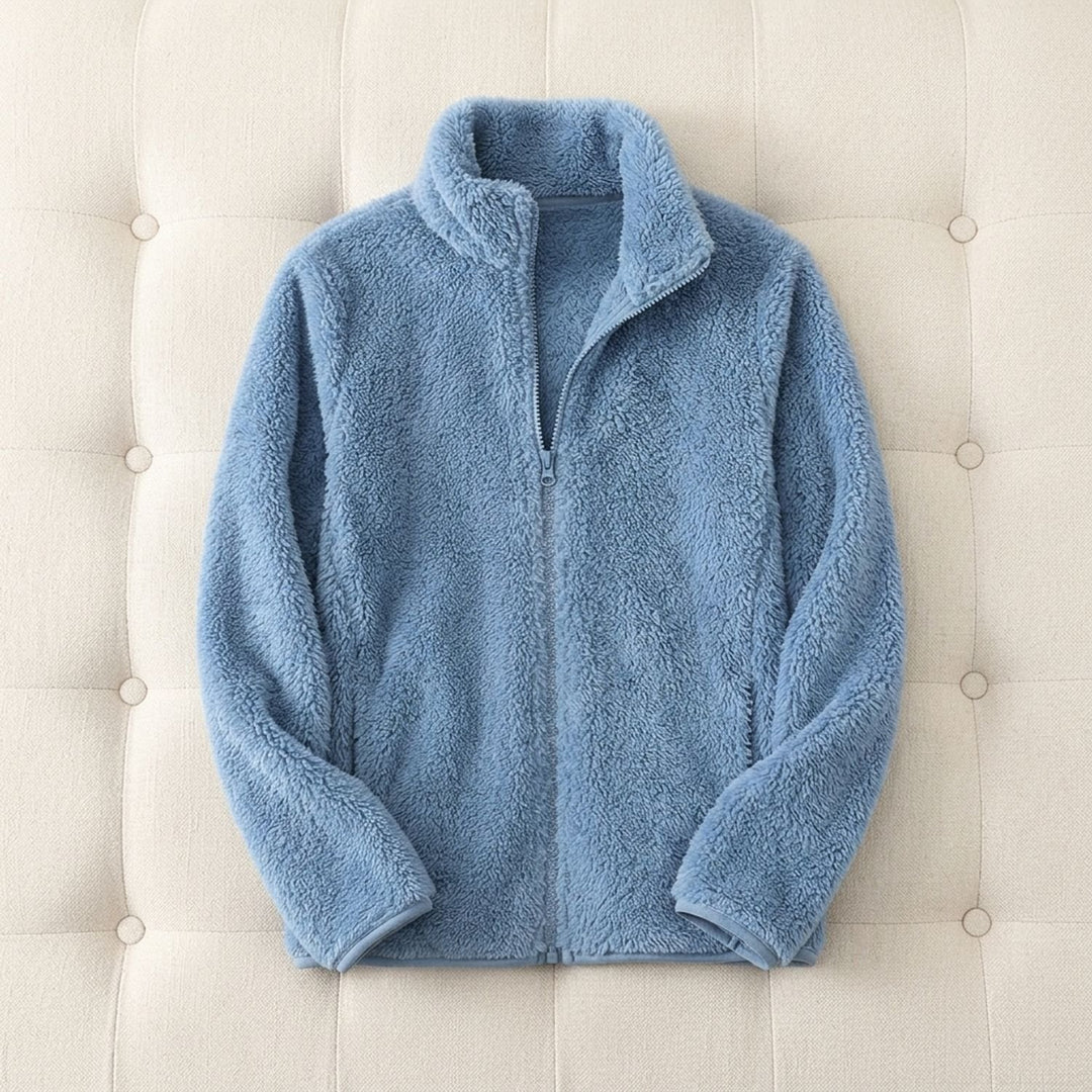 Women's Cozy High-Collar Full-Zip Teddy Fleece Jacket