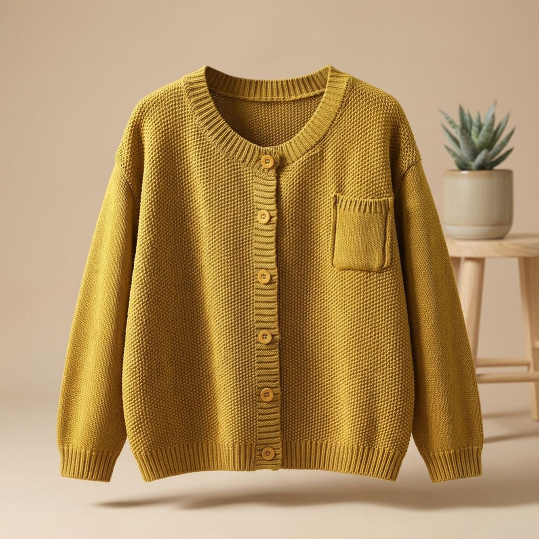 Women's Cozy Knit Cardigan Relaxed Button-Front Cotton Blend Sweater