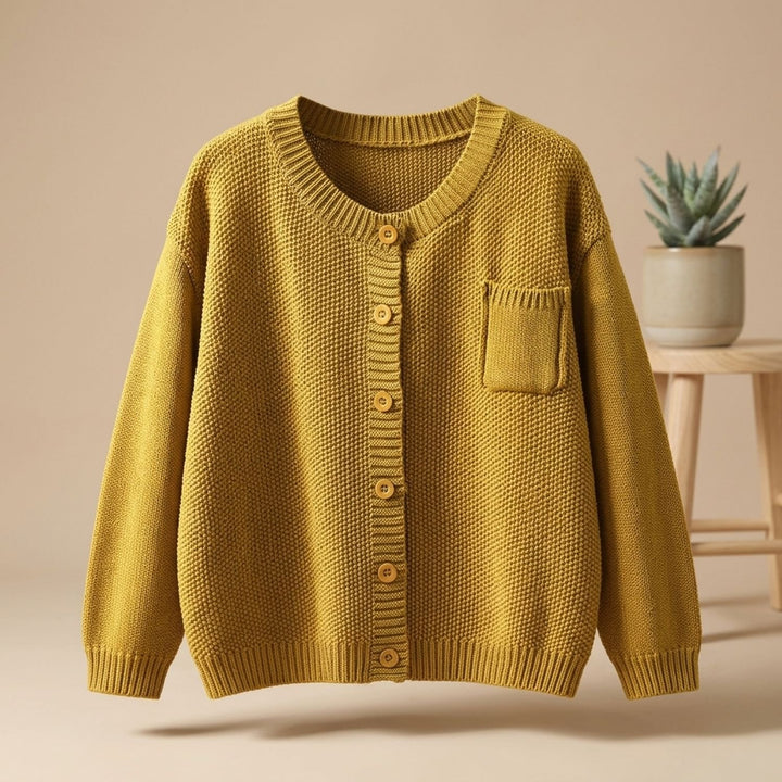 Women's Cozy Knit Cardigan Relaxed Button-Front Cotton Blend Sweater
