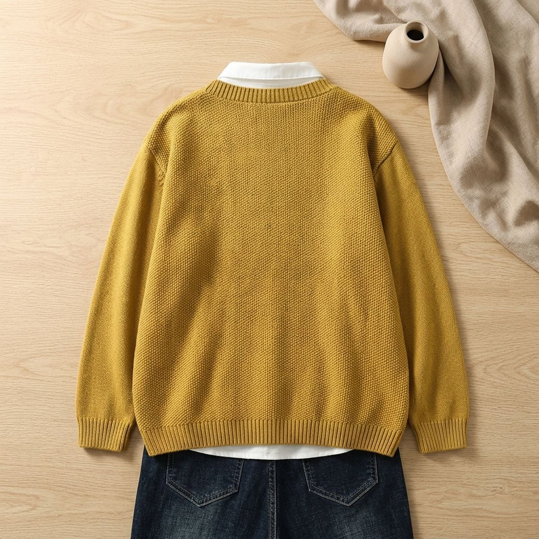 Women's Cozy Knit Cardigan Relaxed Button-Front Cotton Blend Sweater