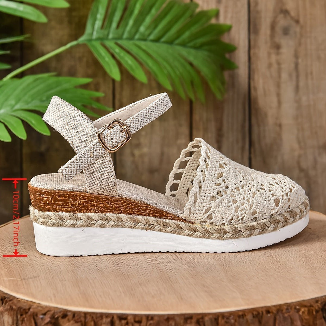 Women's Crochet Ankle-Strap Comfortable Sandals Espadrille Platform