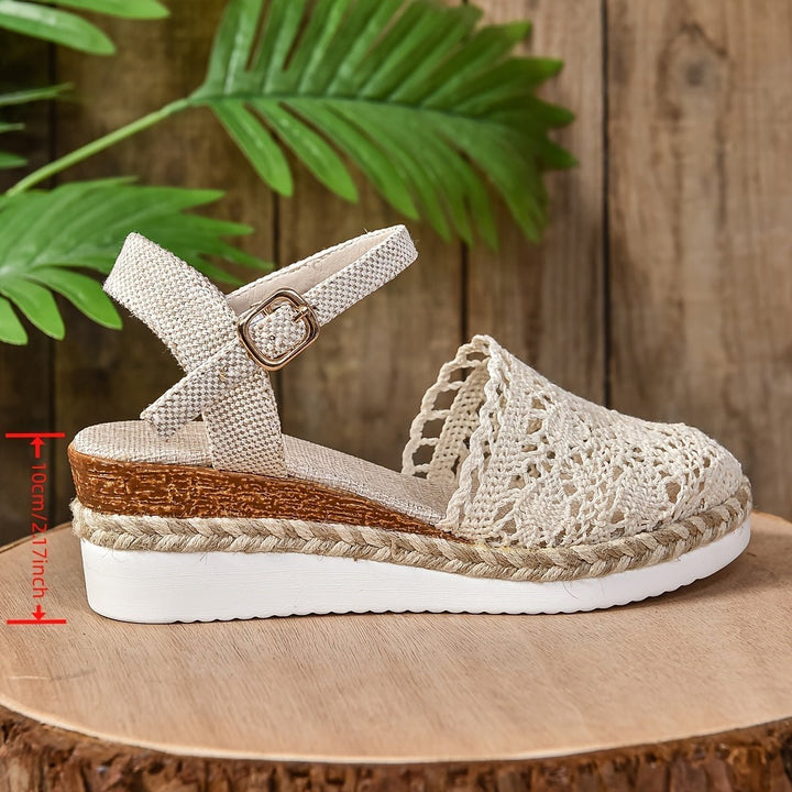 Women's Crochet Ankle-Strap Comfortable Sandals Espadrille Platform