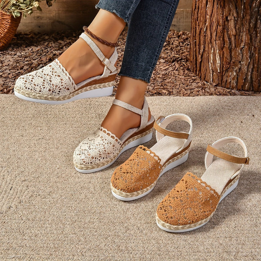 Women's Crochet Ankle-Strap Comfortable Sandals Espadrille Platform