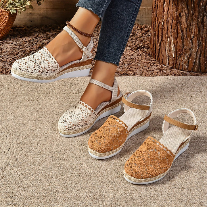 Women's Crochet Ankle-Strap Comfortable Sandals Espadrille Platform
