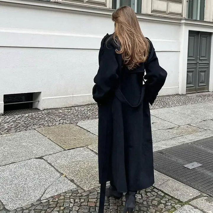 Women's Double-Breasted Belted Long Trench Coat