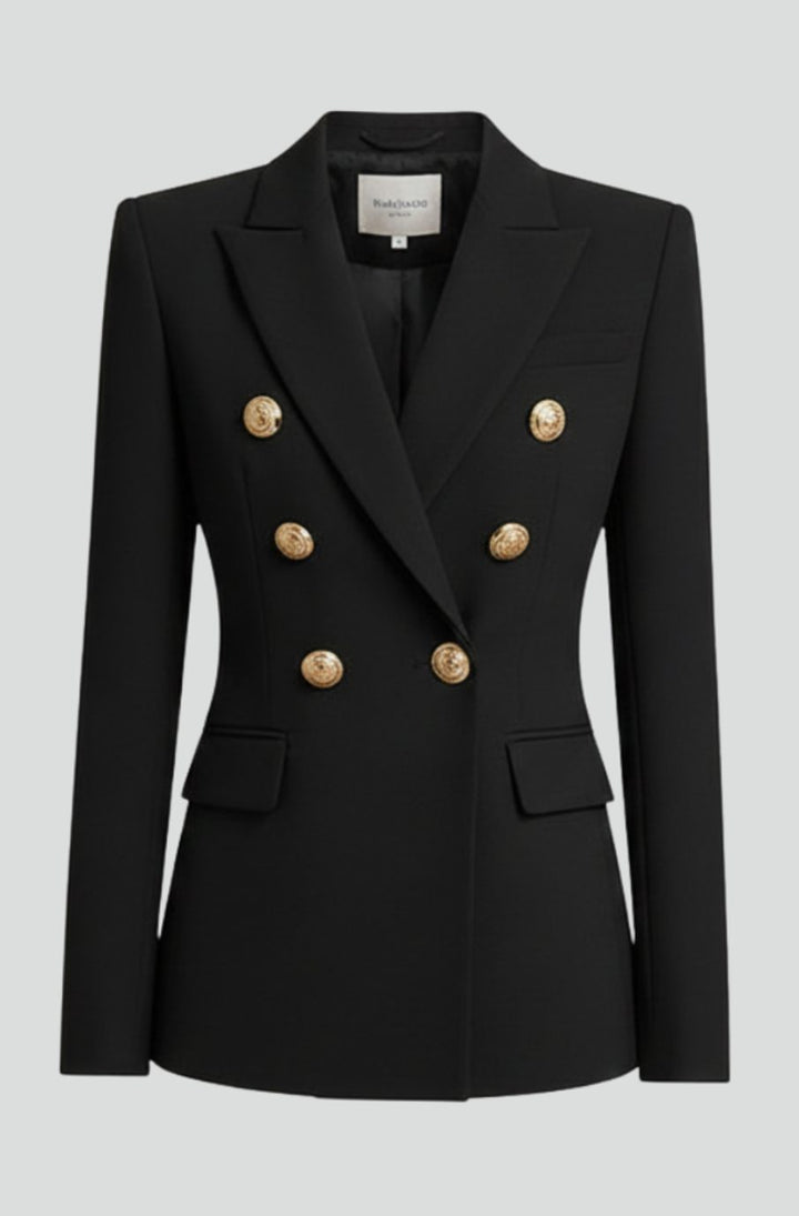 Women's Double-Breasted Gold-Button Tailored Blazer