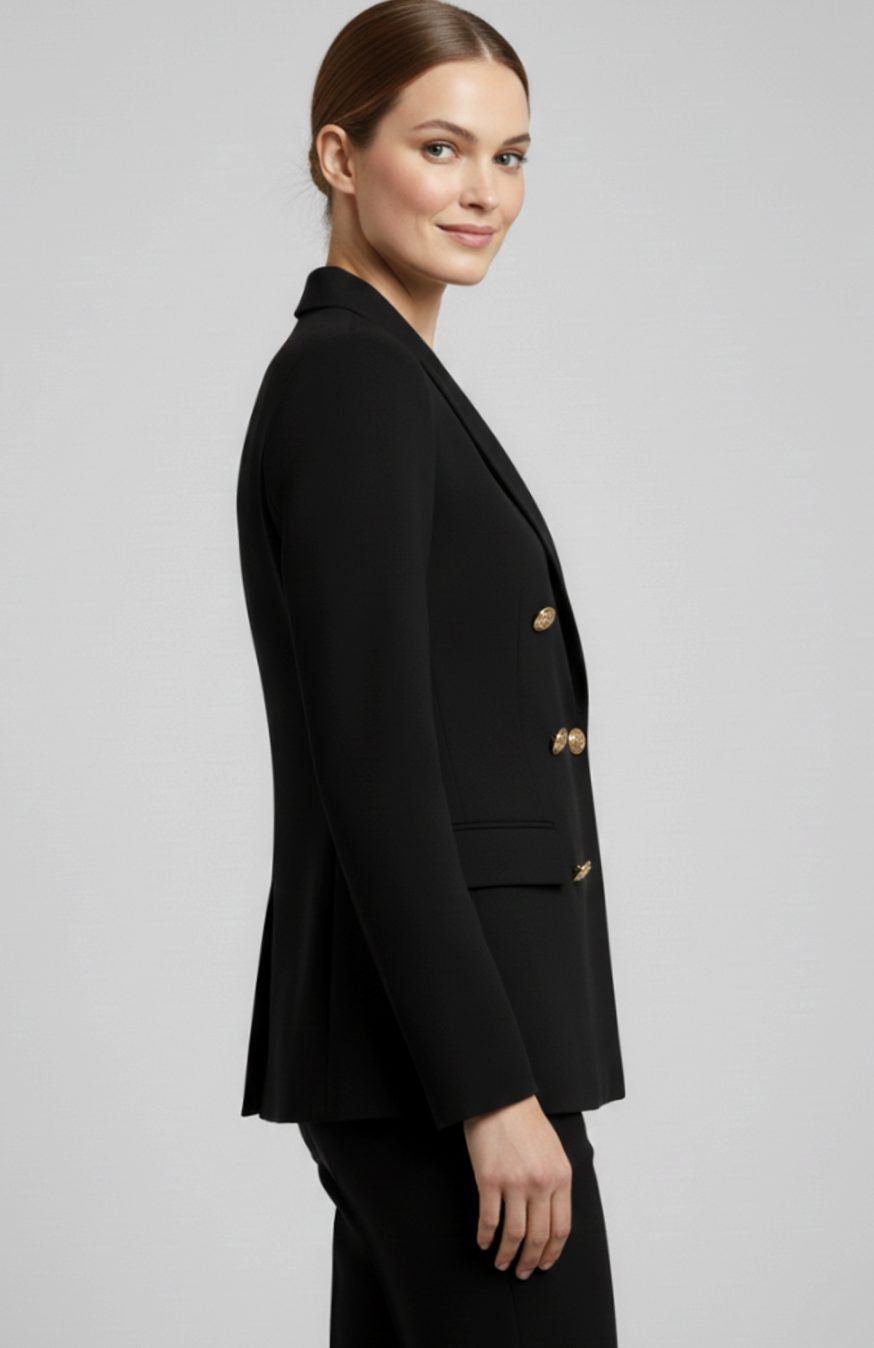 Women's Double-Breasted Gold-Button Tailored Blazer