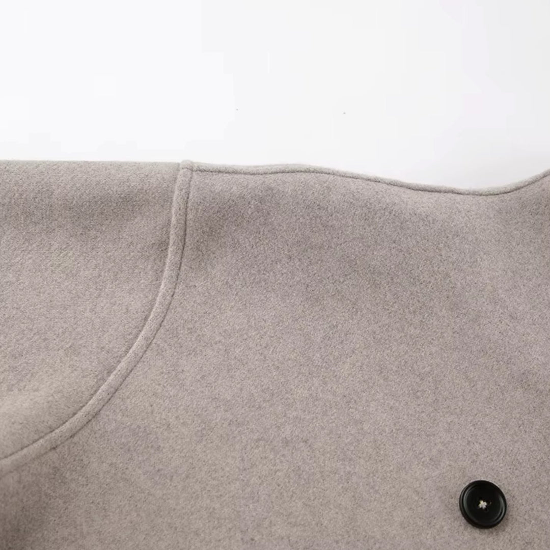 Women's Double-Breasted Hip-Length Winter Coat Long Sleeves