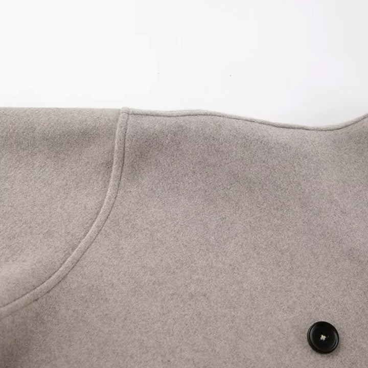 Women's Double-Breasted Hip-Length Winter Coat Long Sleeves