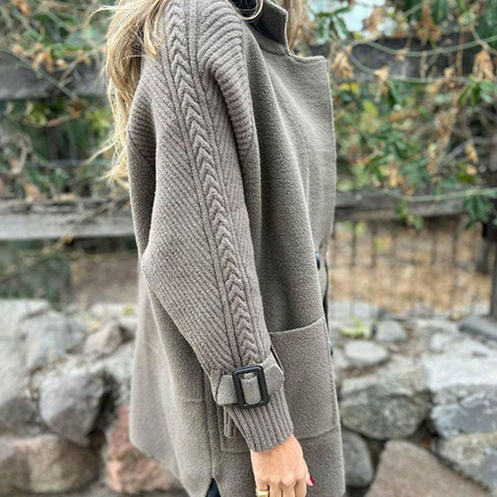 Women's Double-Breasted Knit-Sleeve Winter Coat