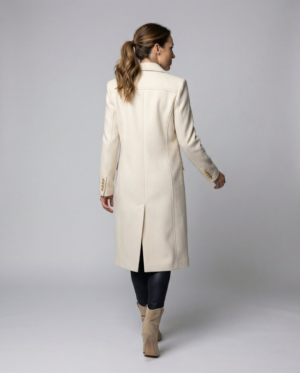 Women's Double-Breasted Long-Sleeve Midi Coat
