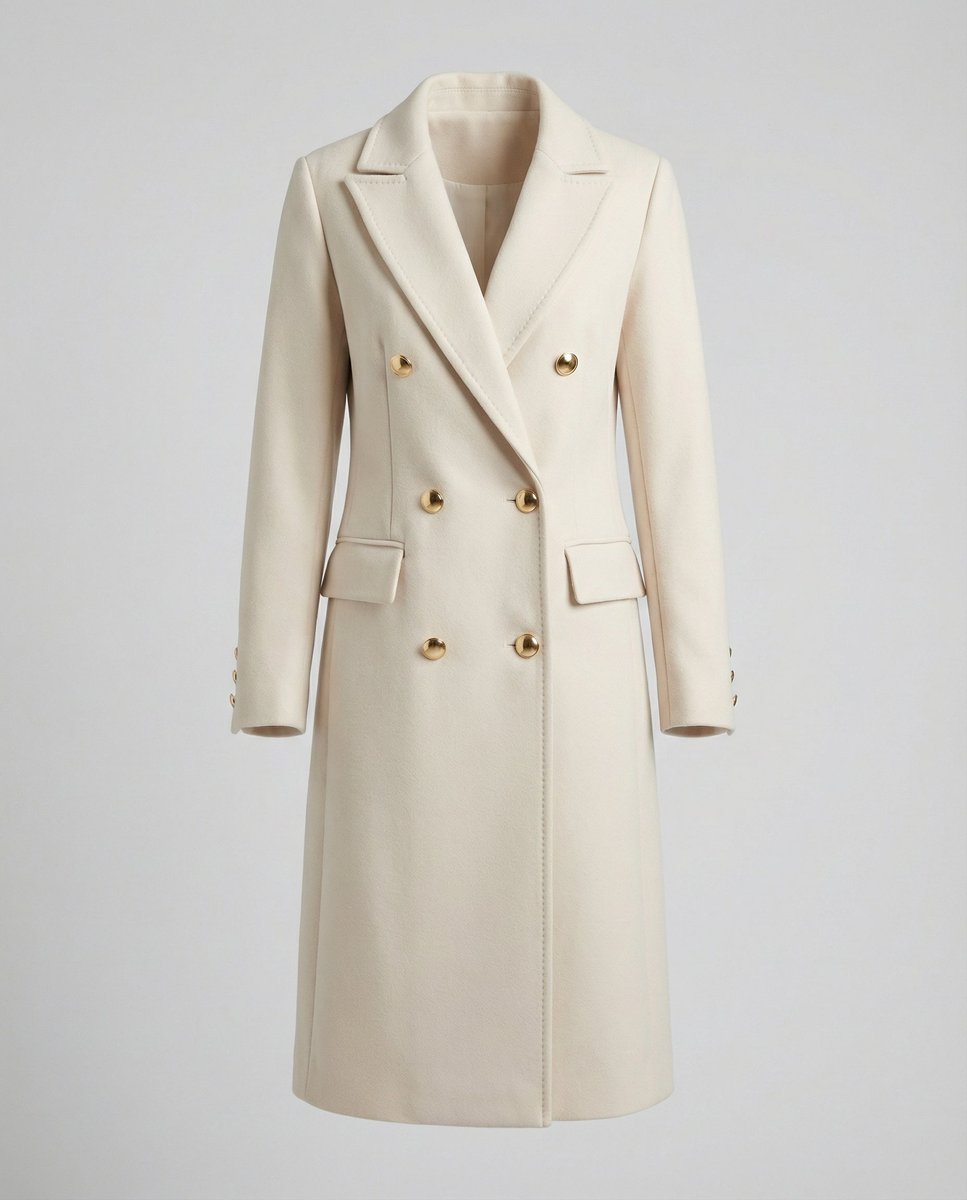 Women's Double-Breasted Long-Sleeve Midi Coat