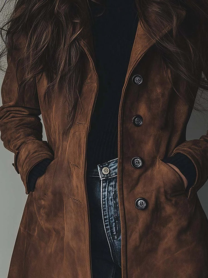Women's Double-Breasted Longline Tailored Trench Coat
