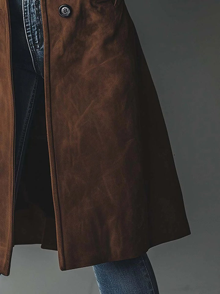 Women's Double-Breasted Longline Tailored Trench Coat