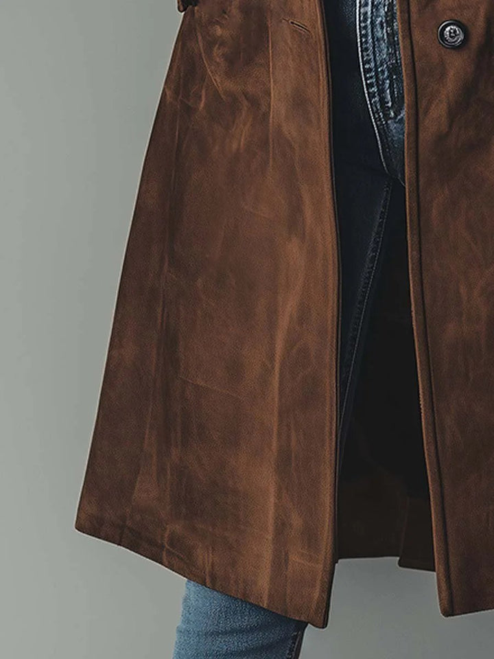 Women's Double-Breasted Longline Tailored Trench Coat