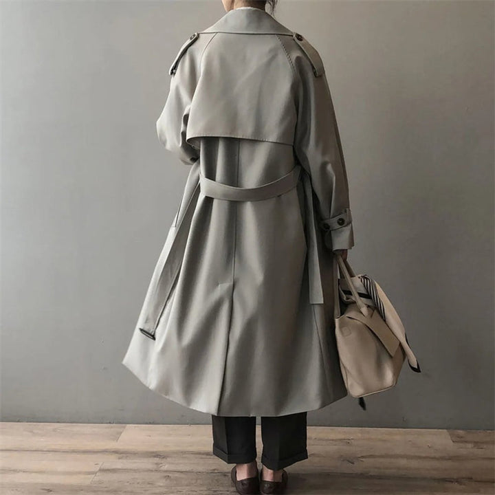 Women's Double-Breasted Longline Water-Repellent Trench Coat