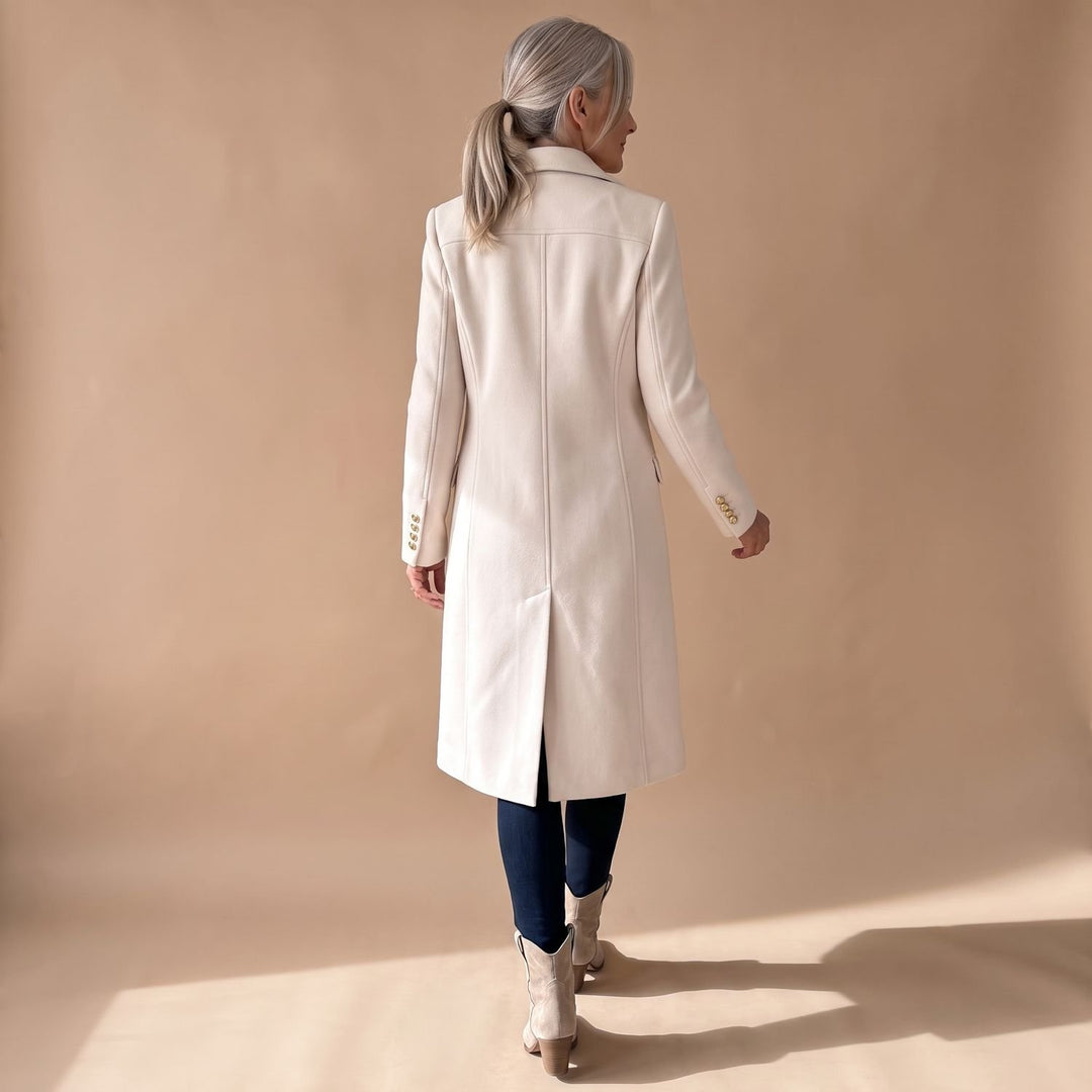 Women's Double-Breasted Longline Wool Coat Midi Overcoat