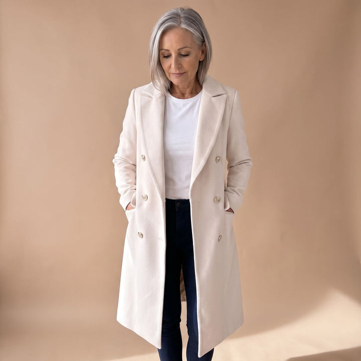 Women's Double-Breasted Longline Wool Coat Midi Overcoat