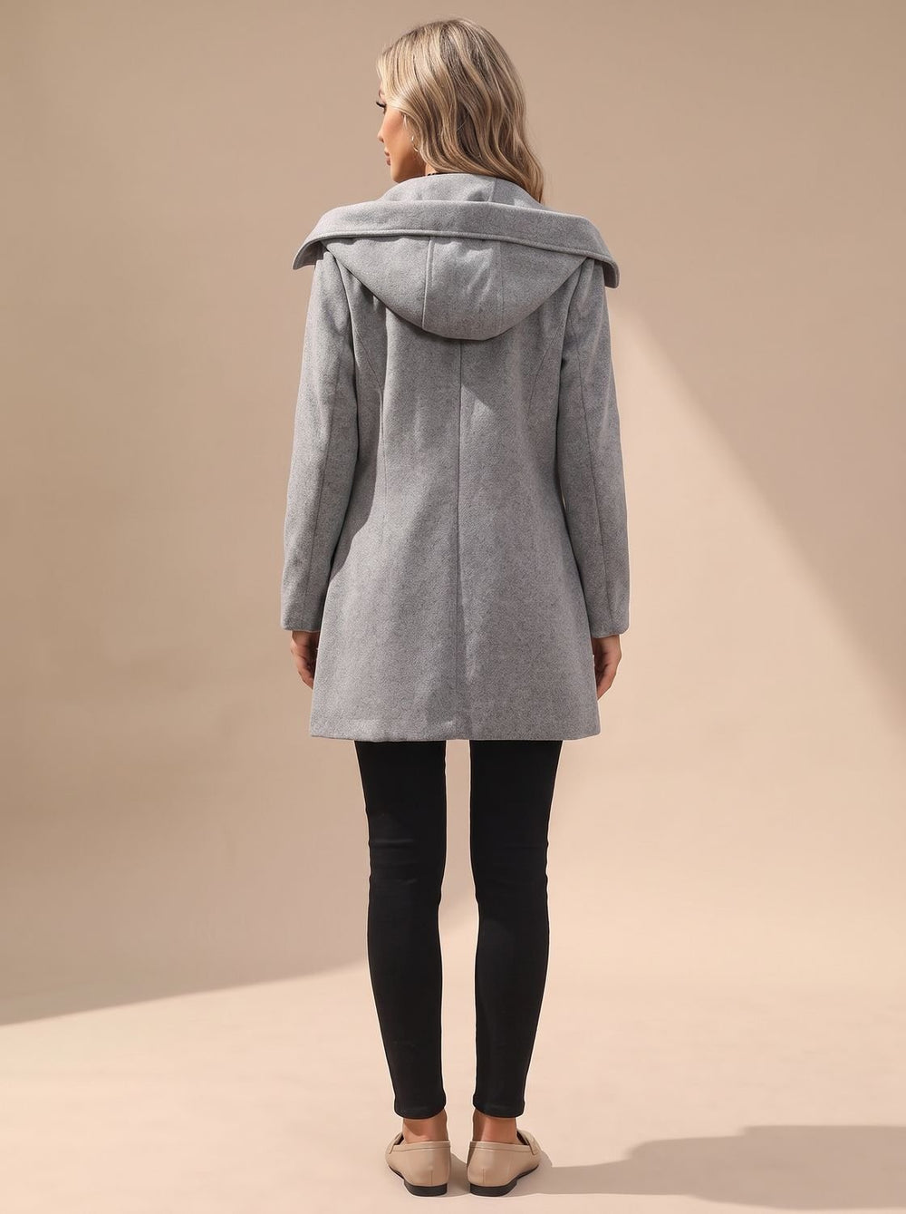 Women's Double-Breasted Notch-Lapel Wool-Blend Coat