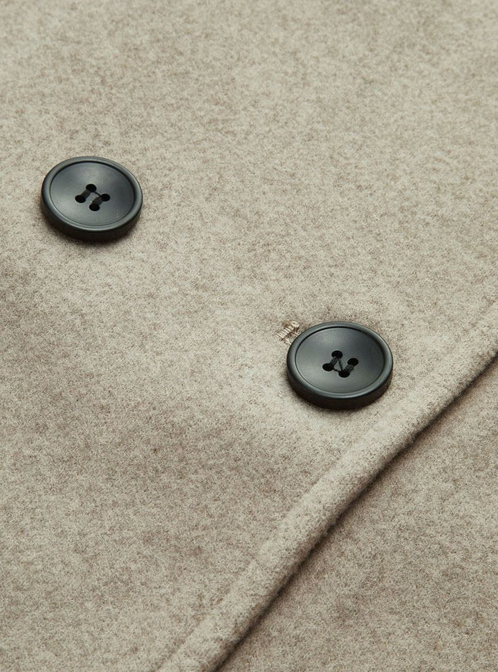 Women's Double-Breasted Stand-Collar Relaxed-Fit Pea Coat