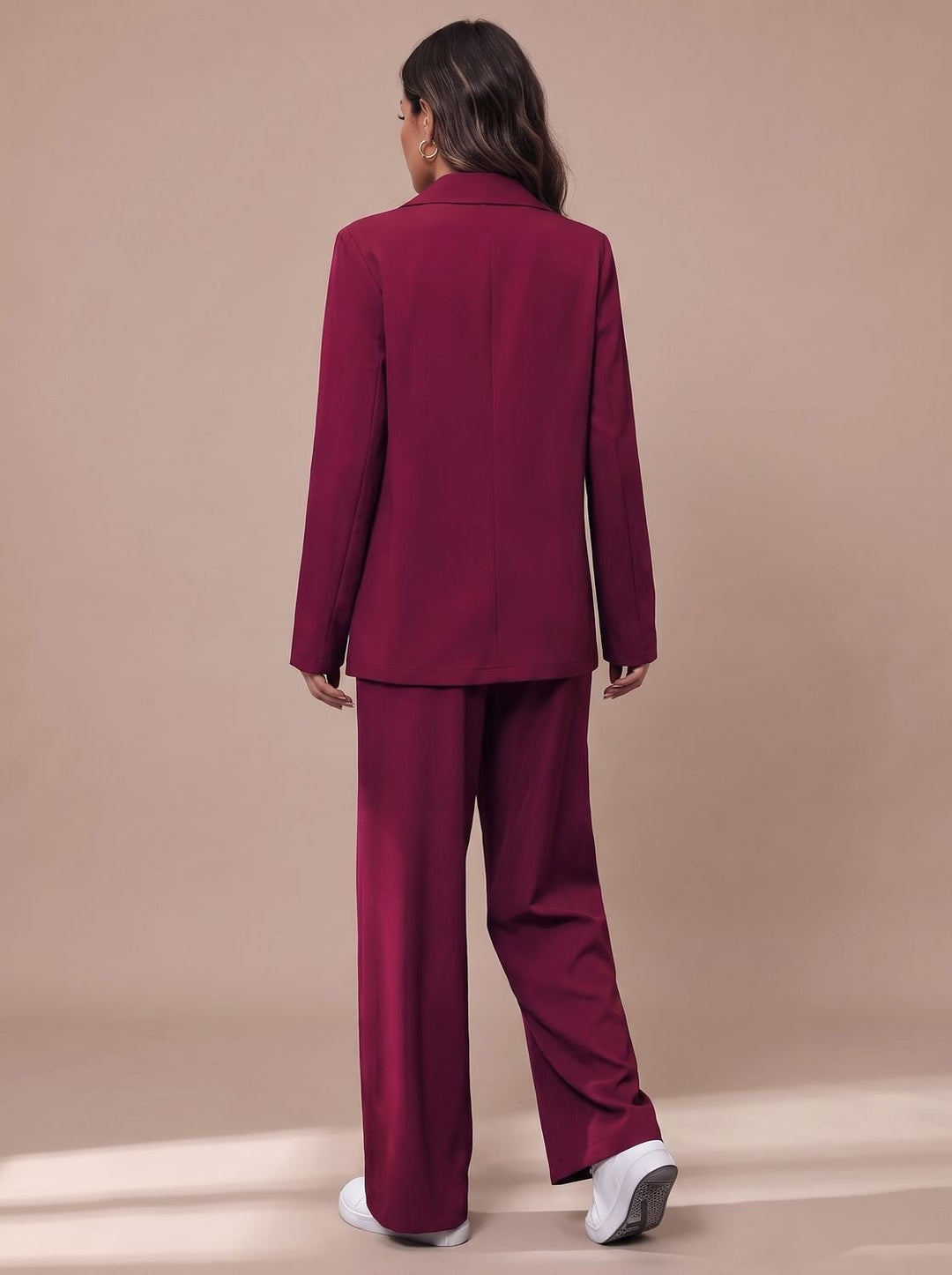 Women's Double-Breasted Tailored Wide-Leg Blazer Pant Suit Set