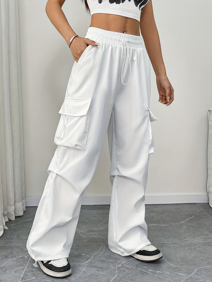 Makayla | Women's Wide Leg Cargo Pocket Drawstring Pants
