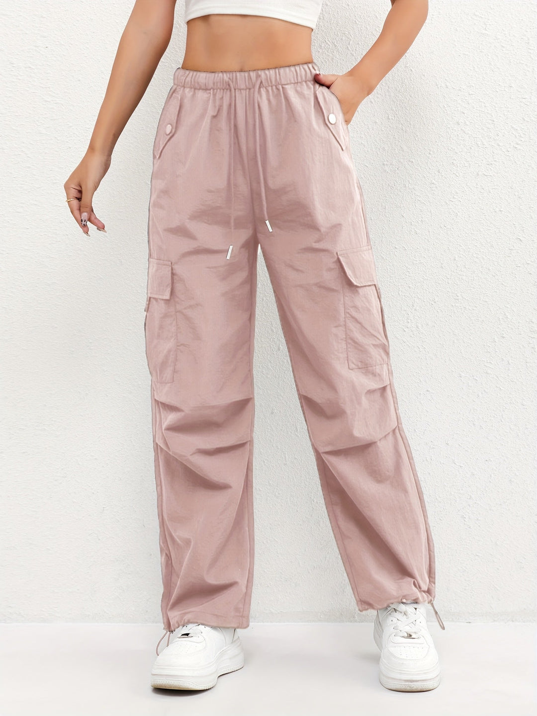 Katherine | Women's Cargo Pocket Drawstring Casual Pants