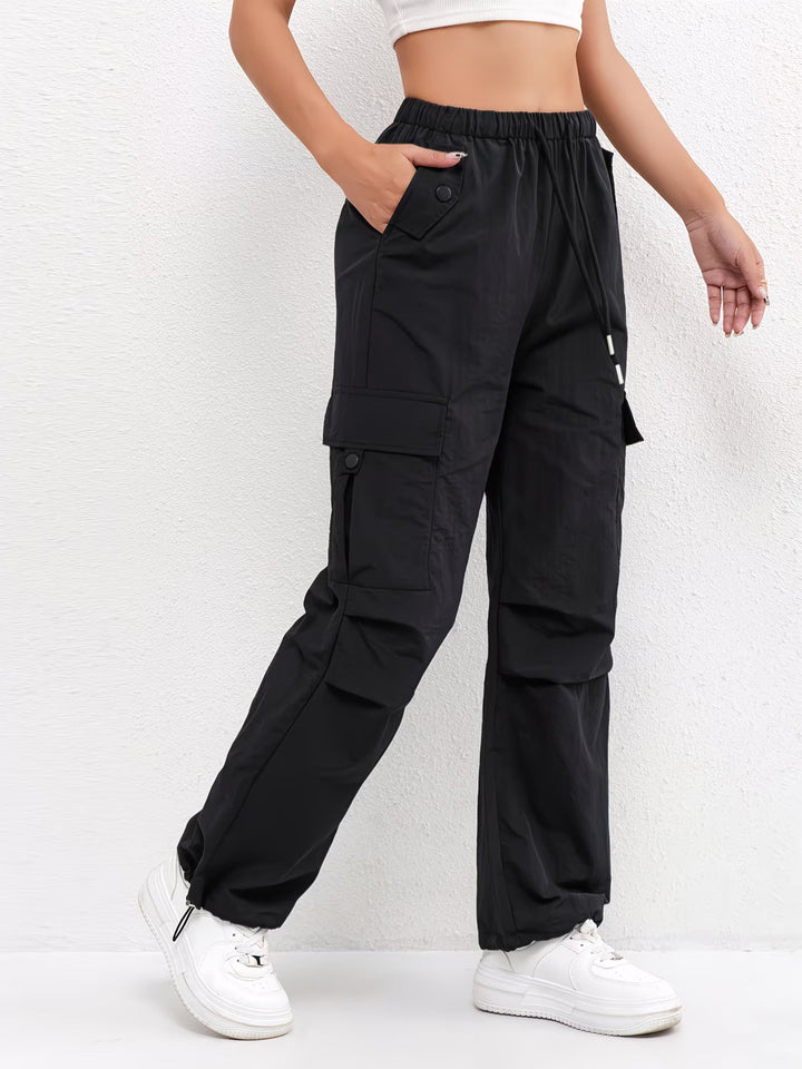 Katherine | Women's Cargo Pocket Drawstring Casual Pants