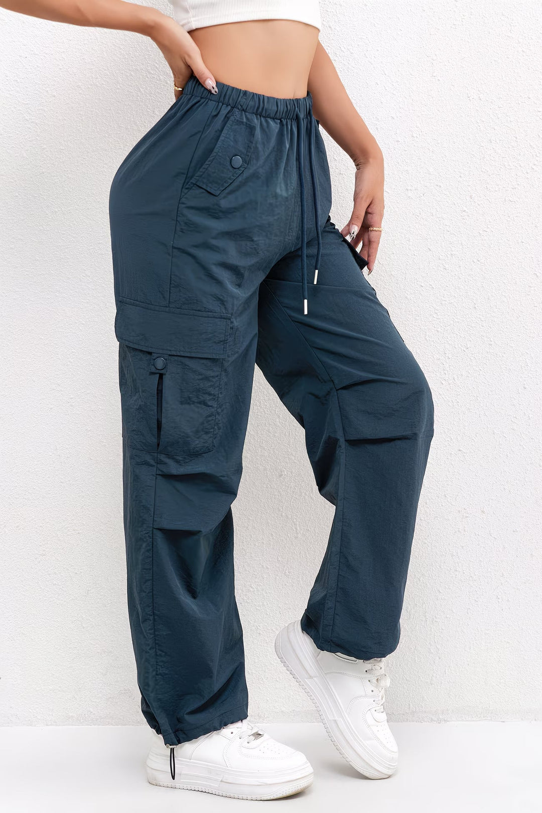 Katherine | Women's Cargo Pocket Drawstring Casual Pants