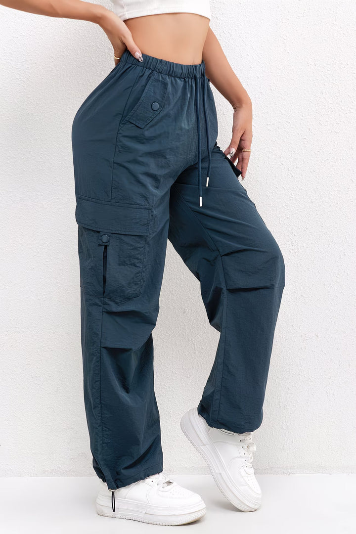 Katherine | Women's Cargo Pocket Drawstring Casual Pants