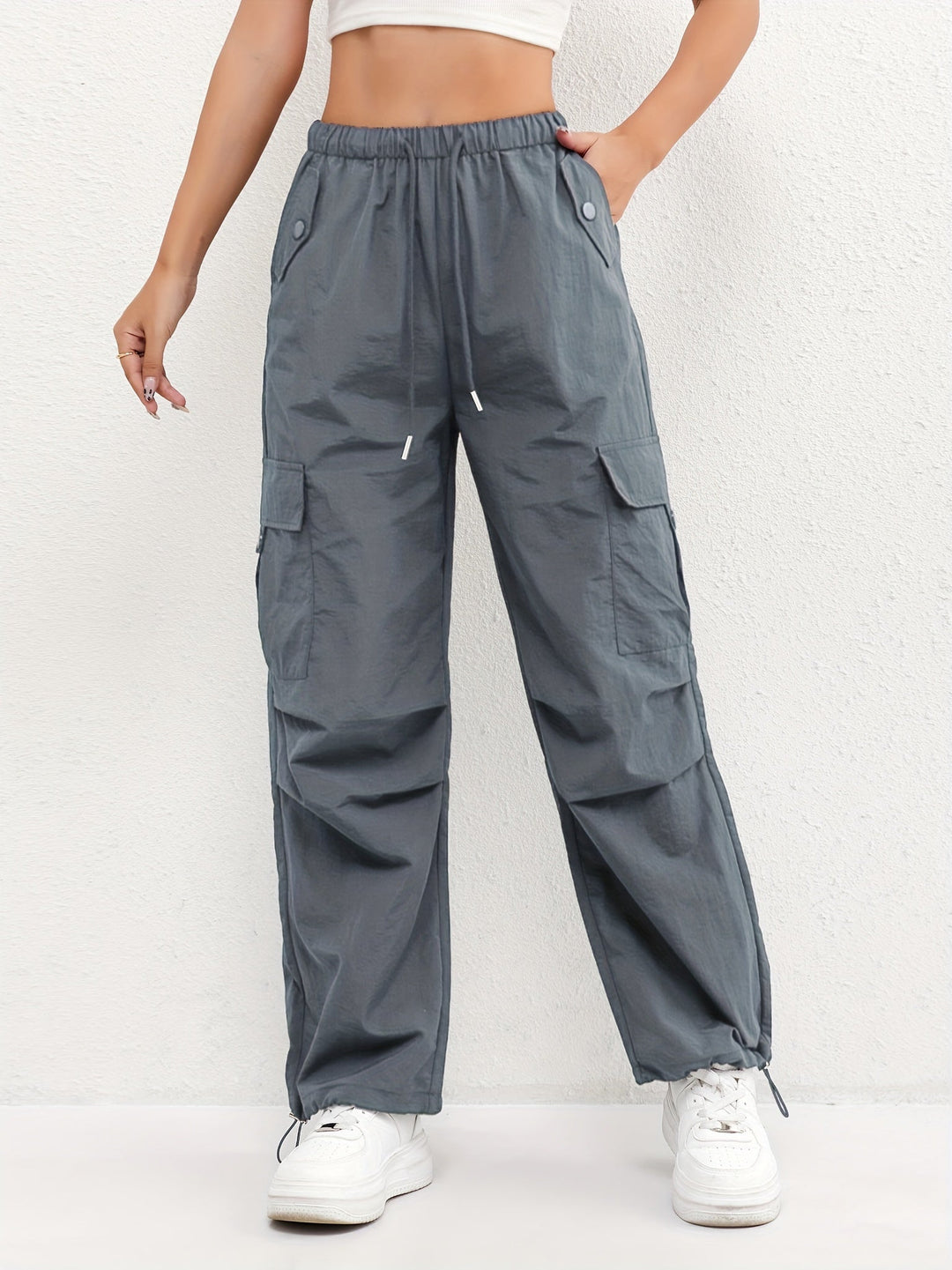 Katherine | Women's Cargo Pocket Drawstring Casual Pants