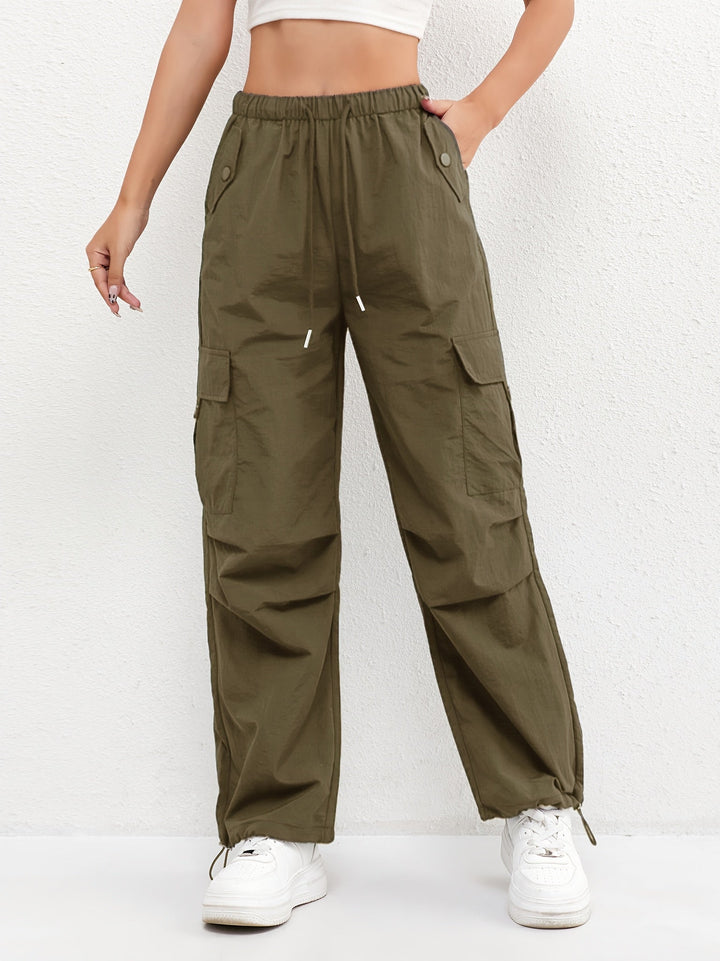 Katherine | Women's Cargo Pocket Drawstring Casual Pants