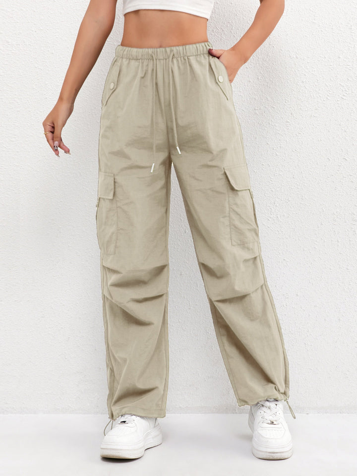 Katherine | Women's Cargo Pocket Drawstring Casual Pants