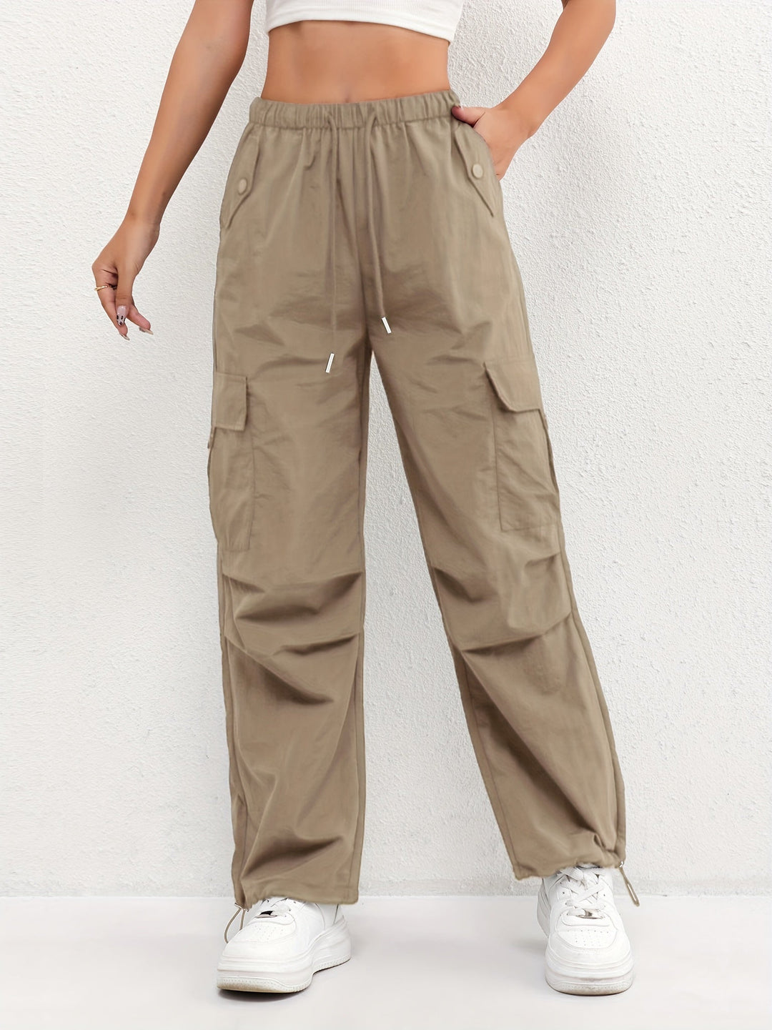 Katherine | Women's Cargo Pocket Drawstring Casual Pants