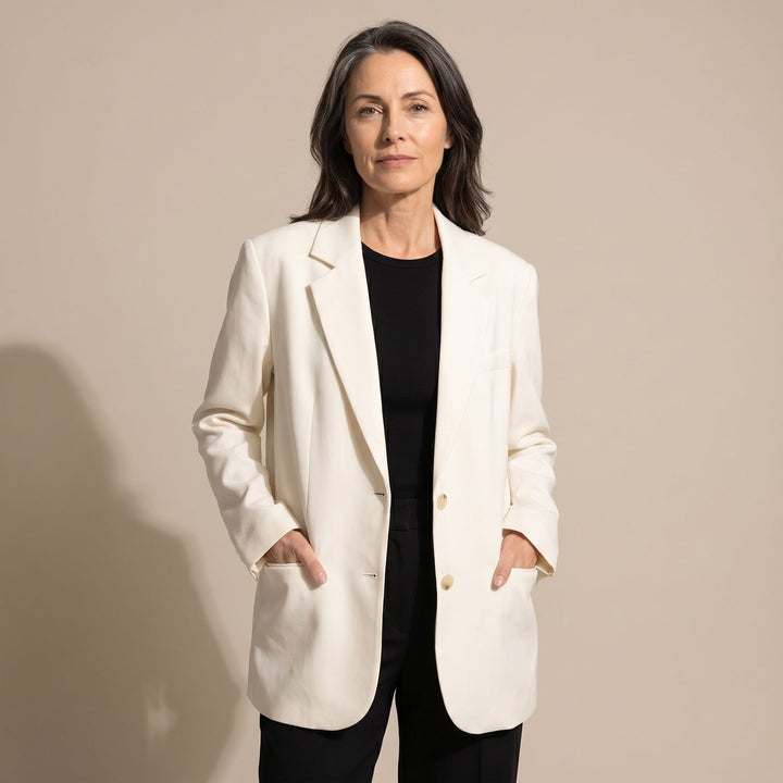 Women's Elegant Chic Oversized Single-Button Blazer - White