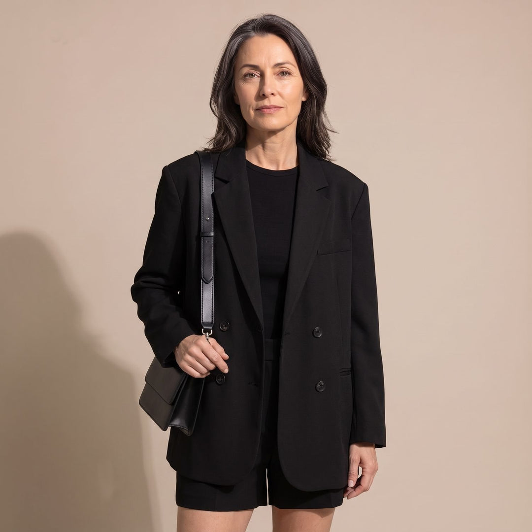 Women's Elegant Chic Oversized Single-Button Blazer - Black