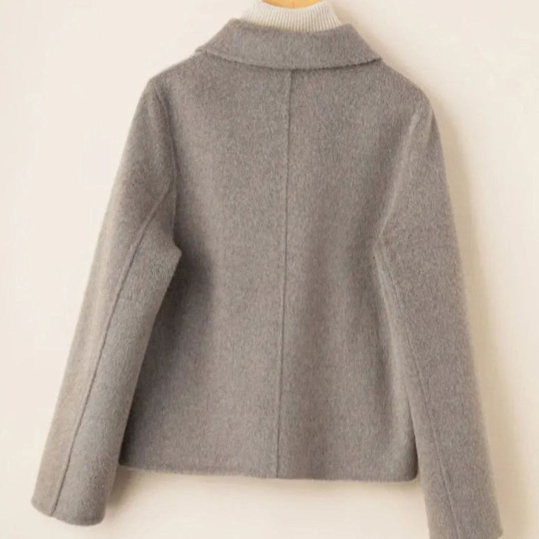 Women's Elegant Double-Breasted Wool-Blend Cropped Coat