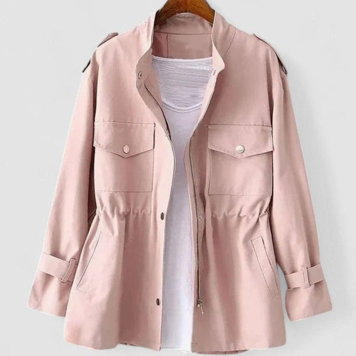 Women's Elegant Drawstring-Waist Utility Jacket - Pink