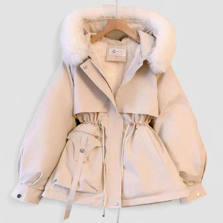 Women's Elegant Insulated Hooded Drawstring Winter Jacket - White