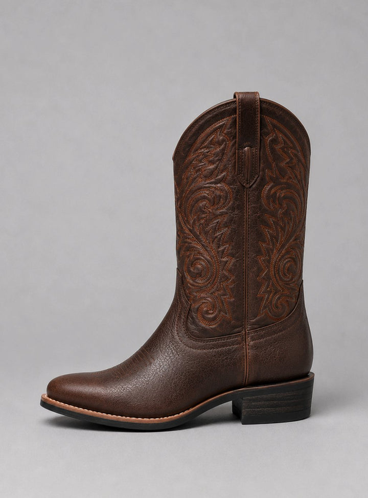 Women's Embroidered Leather Cowgirl Western Pull-On Boots