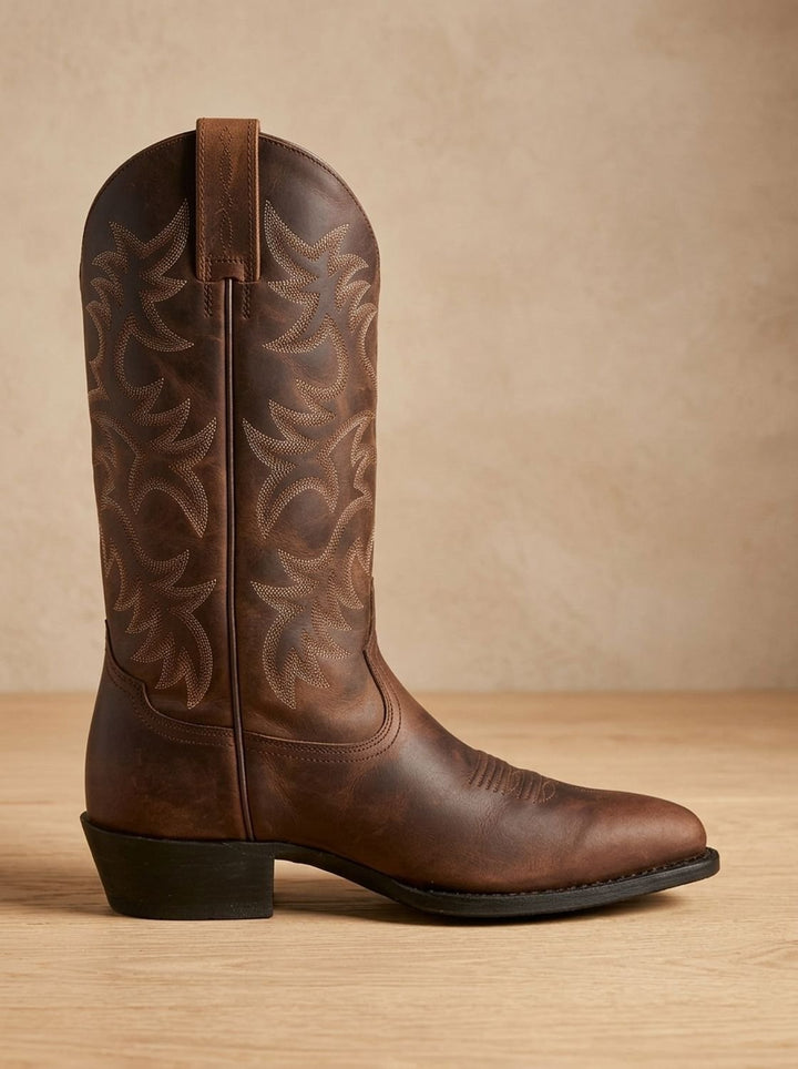 Women's Embroidered Mid-Calf Western Cowboy Boots Pointed-Toe Block Heel