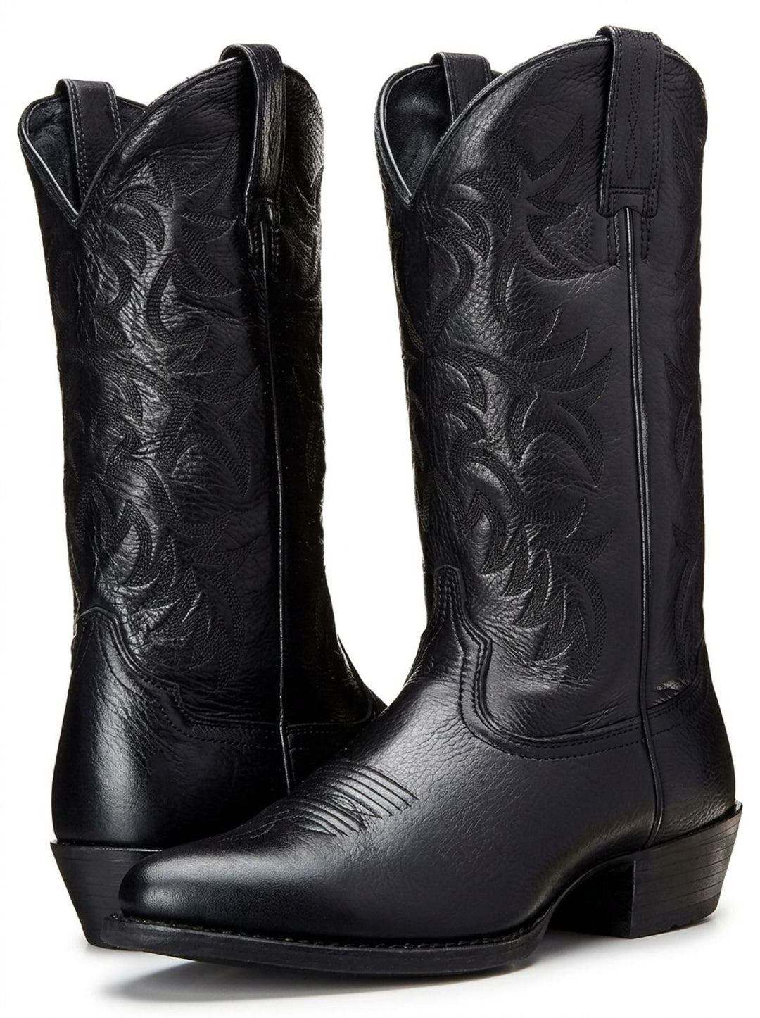 Women's Embroidered Mid-Calf Western Cowboy Boots Pointed-Toe Block Heel
