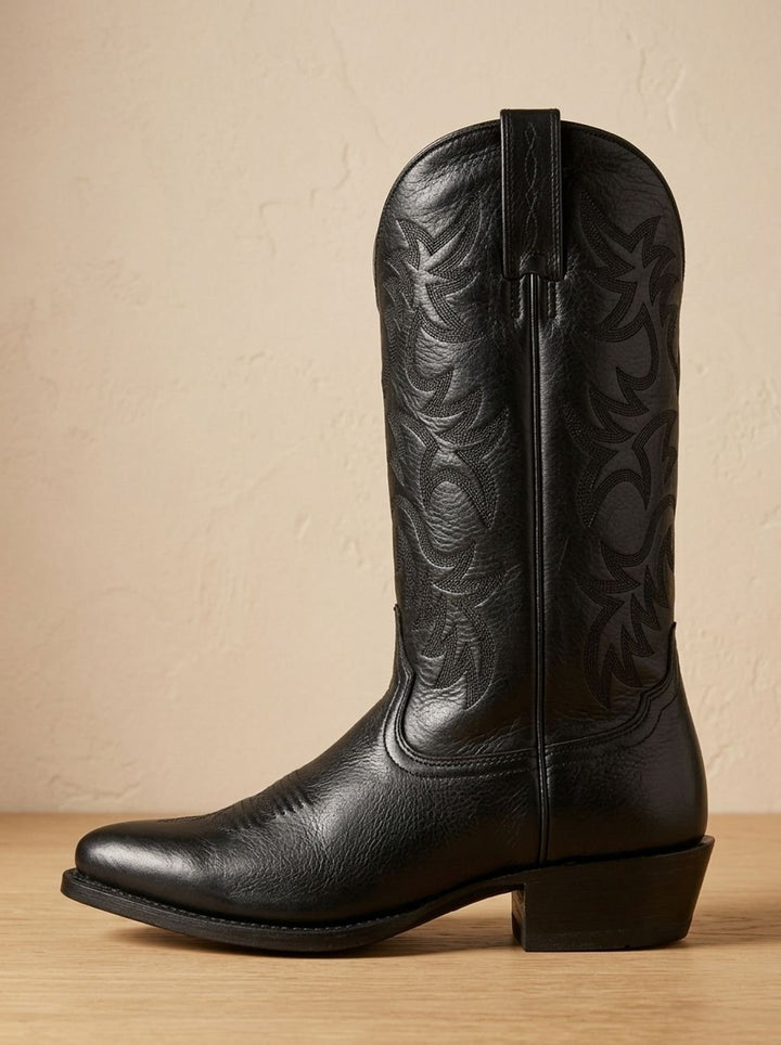 Women's Embroidered Mid-Calf Western Cowboy Boots Pointed-Toe Block Heel
