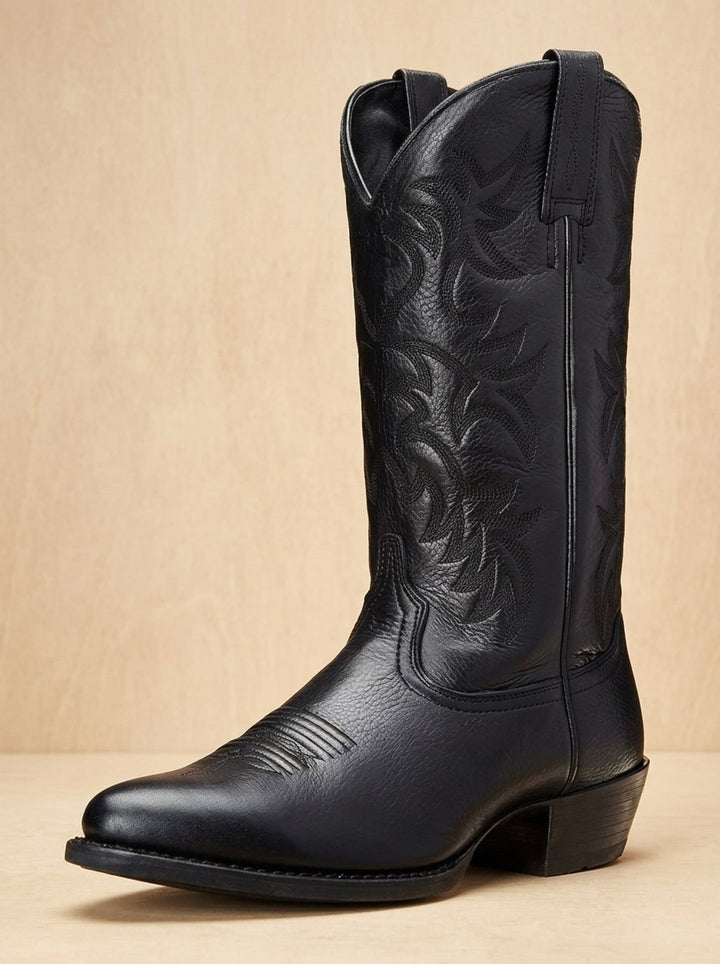 Women's Embroidered Mid-Calf Western Cowboy Boots Pointed-Toe Block Heel