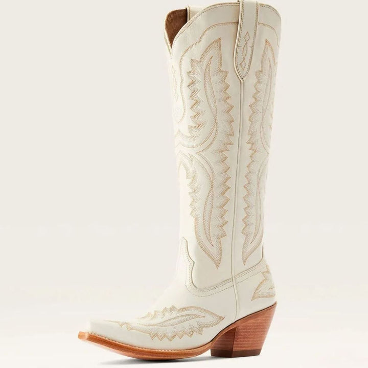 Women's Embroidered Pointed-Toe Cuban Heel Tall Cowboy Boots