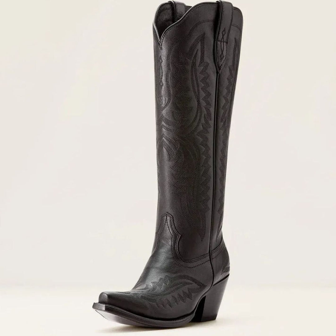 Women's Embroidered Pointed-Toe Cuban Heel Tall Cowboy Boots